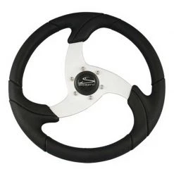 SCHMITT MARINE STEERING Steering Wheel, Black w/ Brushed Aluminum Spoke