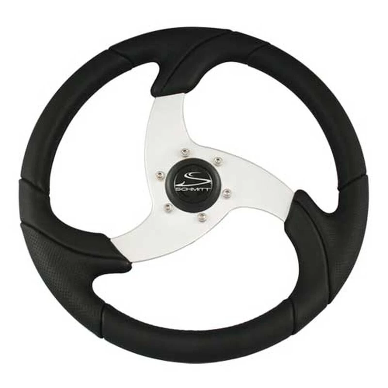 SCHMITT MARINE STEERING Steering Wheel, Black w/ Brushed Aluminum Spoke