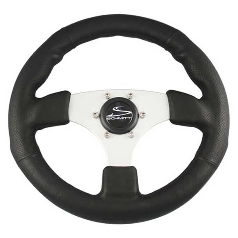 SCHMITT MARINE STEERING Steering Wheel, Black w/ Brushed Aluminum Spoke