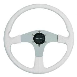 UFLEX USA Corse Steering Wheel, White Grip/Silver Spokes